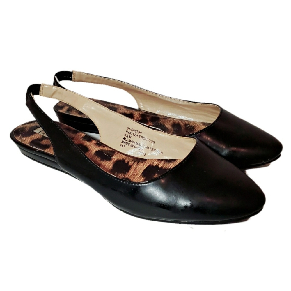 Rialto Shoes Flats Sling Back Pointed Toe Sandal 6.5 Black